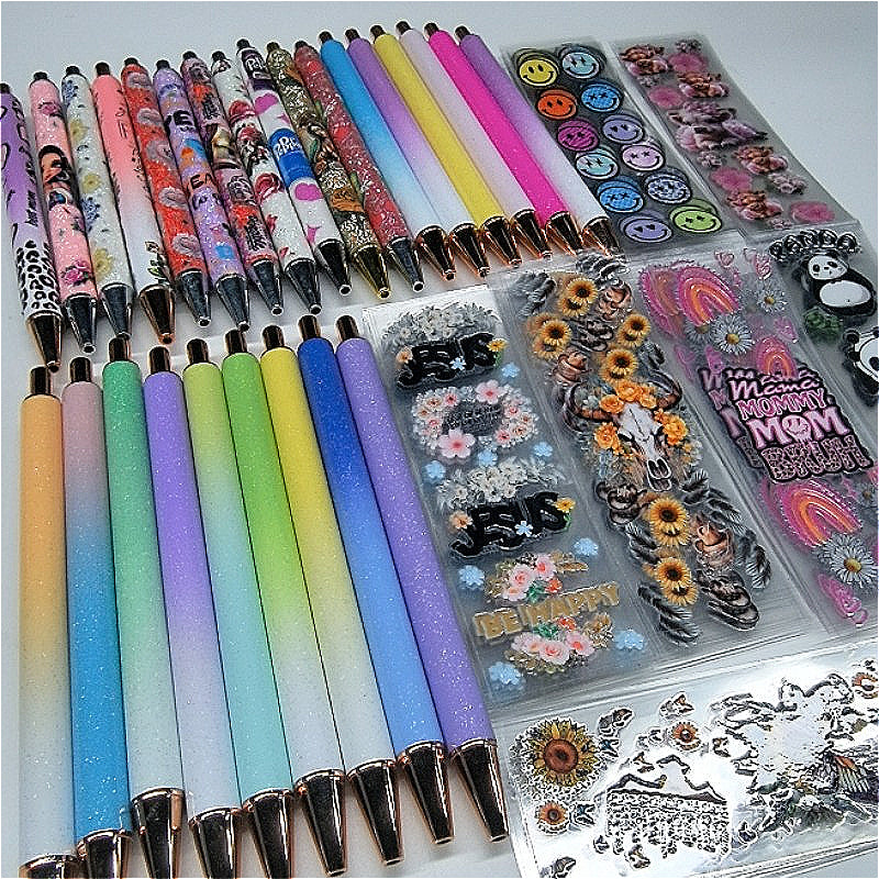 Wholesale Random Stickers 20/50/100pcs UV DTF Wraps & Cartoon Random Styles Pen Stickers for Crafts